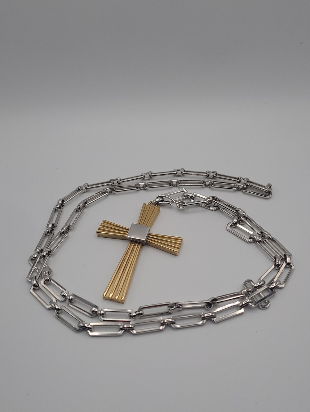 Napier Two-Tone Gold and Silver Cross Pendant Necklace